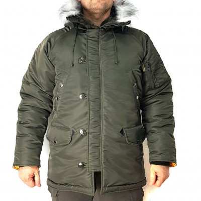 Куртка зимняя - «Аляска» (реплика мужская парка Alpha Industries), хаки