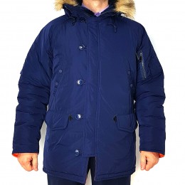 Куртка зимняя - «Аляска» (реплика мужская парка  Alpha Industries), синяя